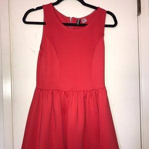 Red/orange fit and flare dress